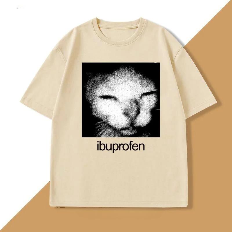 Ibuprofen Cat Meme T-shirt Men Causal Funny Cat Graphic T Shirts Fashion O Neck Mens Women Clothes Unisex Streetwear T-shirts