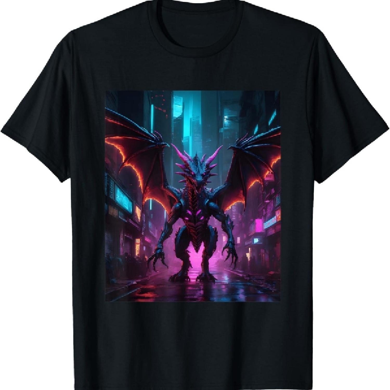 

Cyberpunk Dragon Aesthetic Futuristic Graphic Design Print T-Shirt S