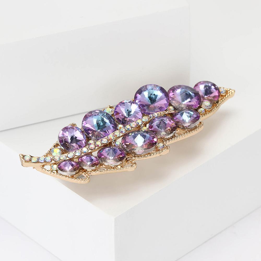 Crystal Leaf Brooch Pin Gold Tone Rhinestone Brooches Wedding Party Jewelry Gift