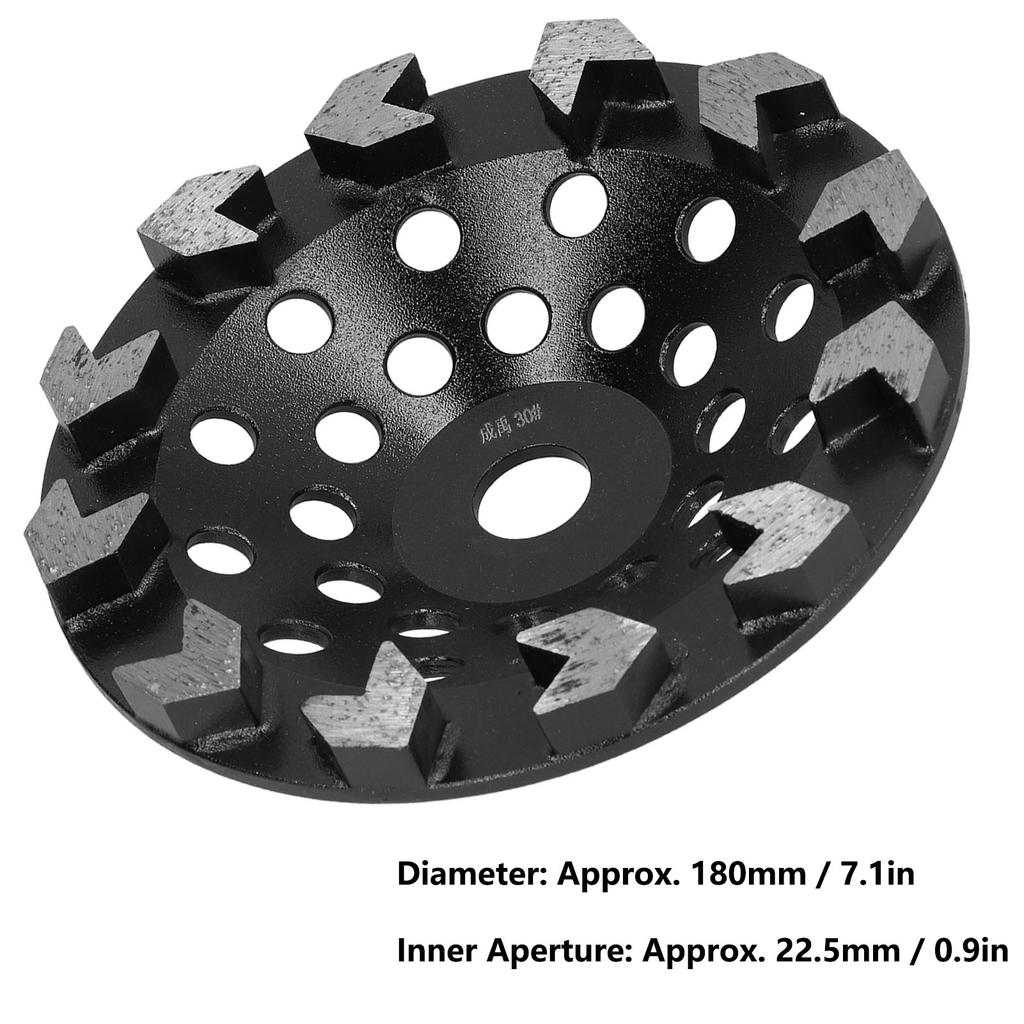 Angle Grinder Accessories  Grinding Wheel Cup 10 Teeth Black 180mm for Sanding Concrete Stone Cement  Grinding Cup