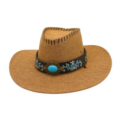 Big Eaves Vacation Sunscreen Sunshade Top Hat Grassland Ethnic Style Embroidery Accessories Riding Hat Denim Hat