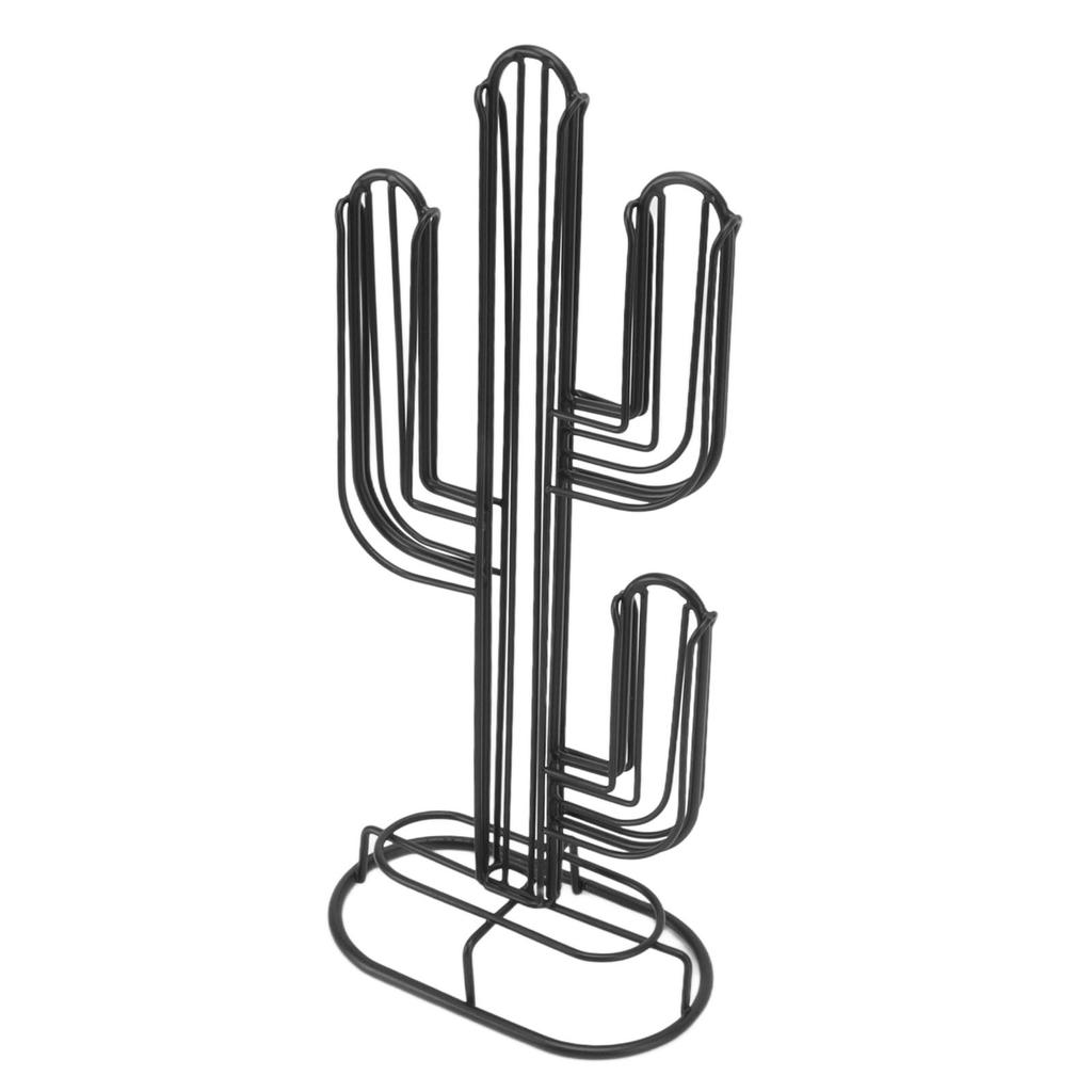 Suport pentru capsule de cafea în formă de cactus, pentru acasă, din fier negru, organizator suport pentru depozitarea capsulelor de cafea, capacitate 48