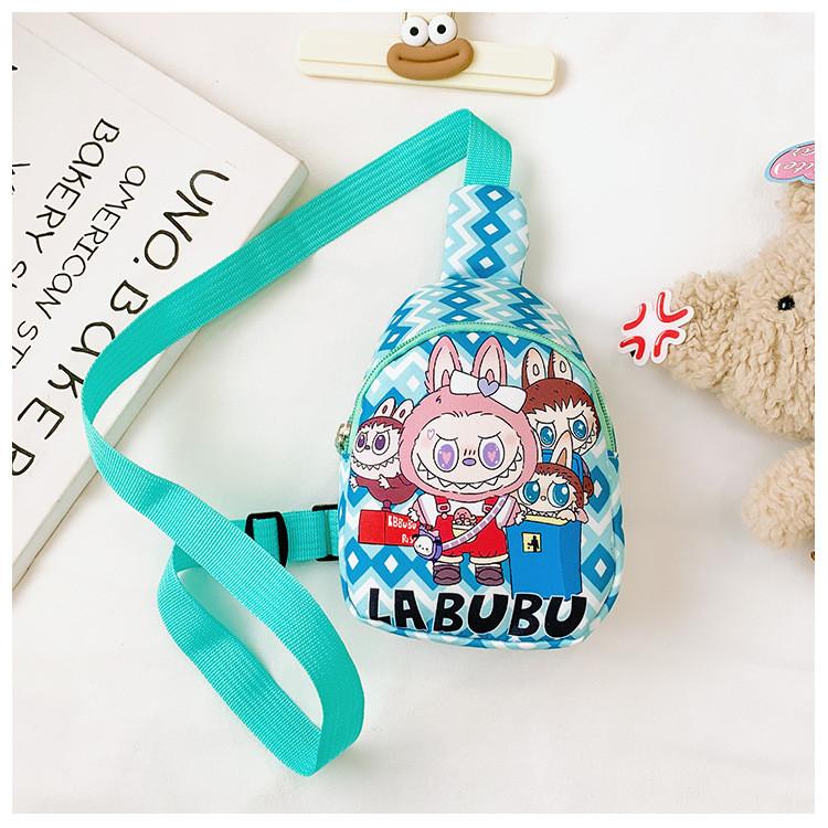 Labubu Childrens Cute Cartoon Shoulder Bag With Lightweight Nylon For Outdoor Activities светло-синий