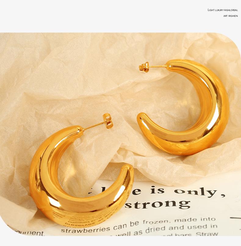 French Minimalist C-Shaped Crescent Earrings - Versatile, High-End Design for Women