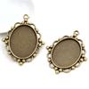 5pcs 30x40mm Inner Size Antique Silver Plated and Bronze and Black Cabochon Base Setting Charms Pendant