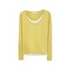 Plus Size Women's Contrast Knit Base Layer Top, Spring & Autumn, Loose Fit, Fake Two-Piece, Relaxed Feel.