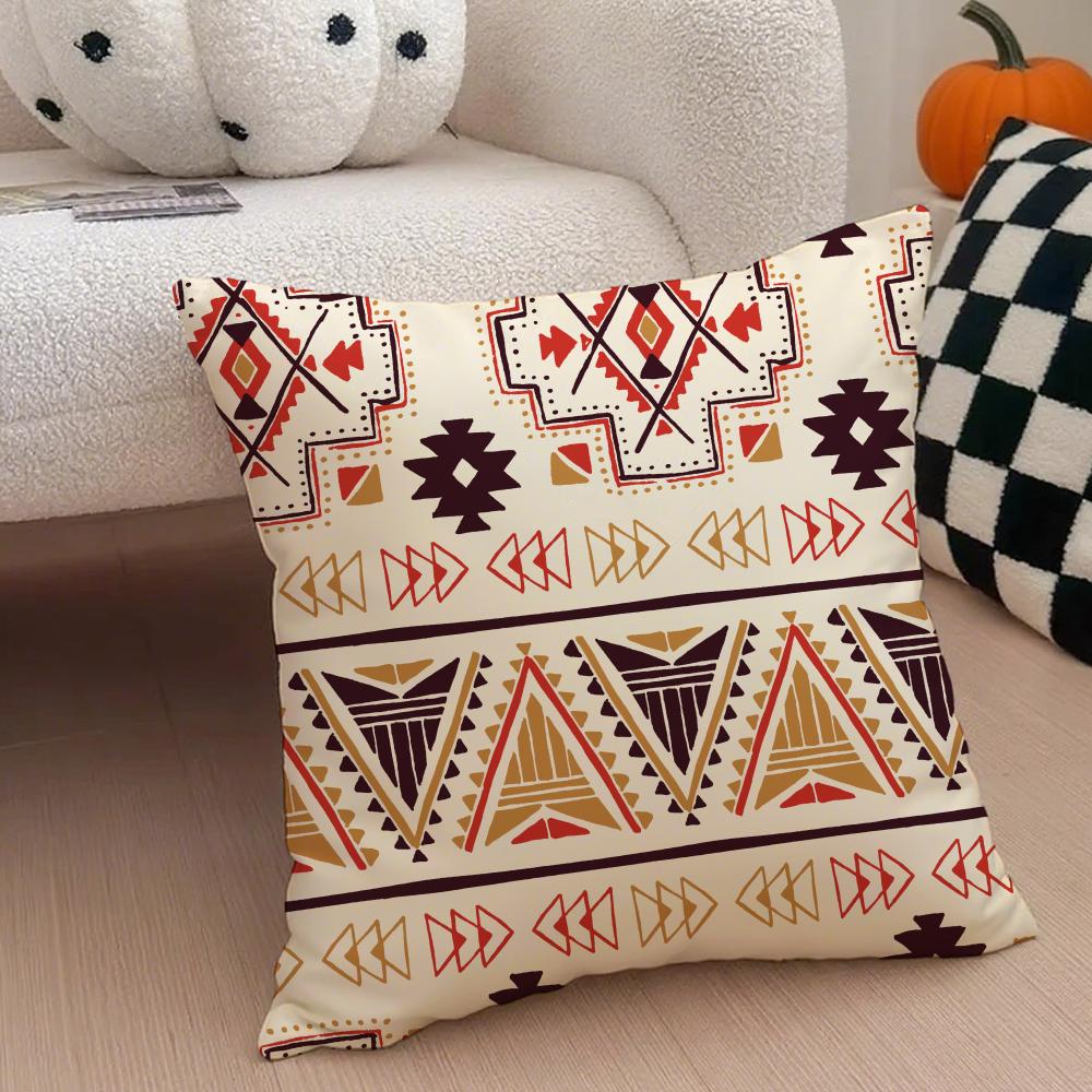 Boho Textile Pattern BBohemian Ethnic Prints Cushion Cover Throw Pillow Cover Hidden Button Durable Polyester Chair Cushion