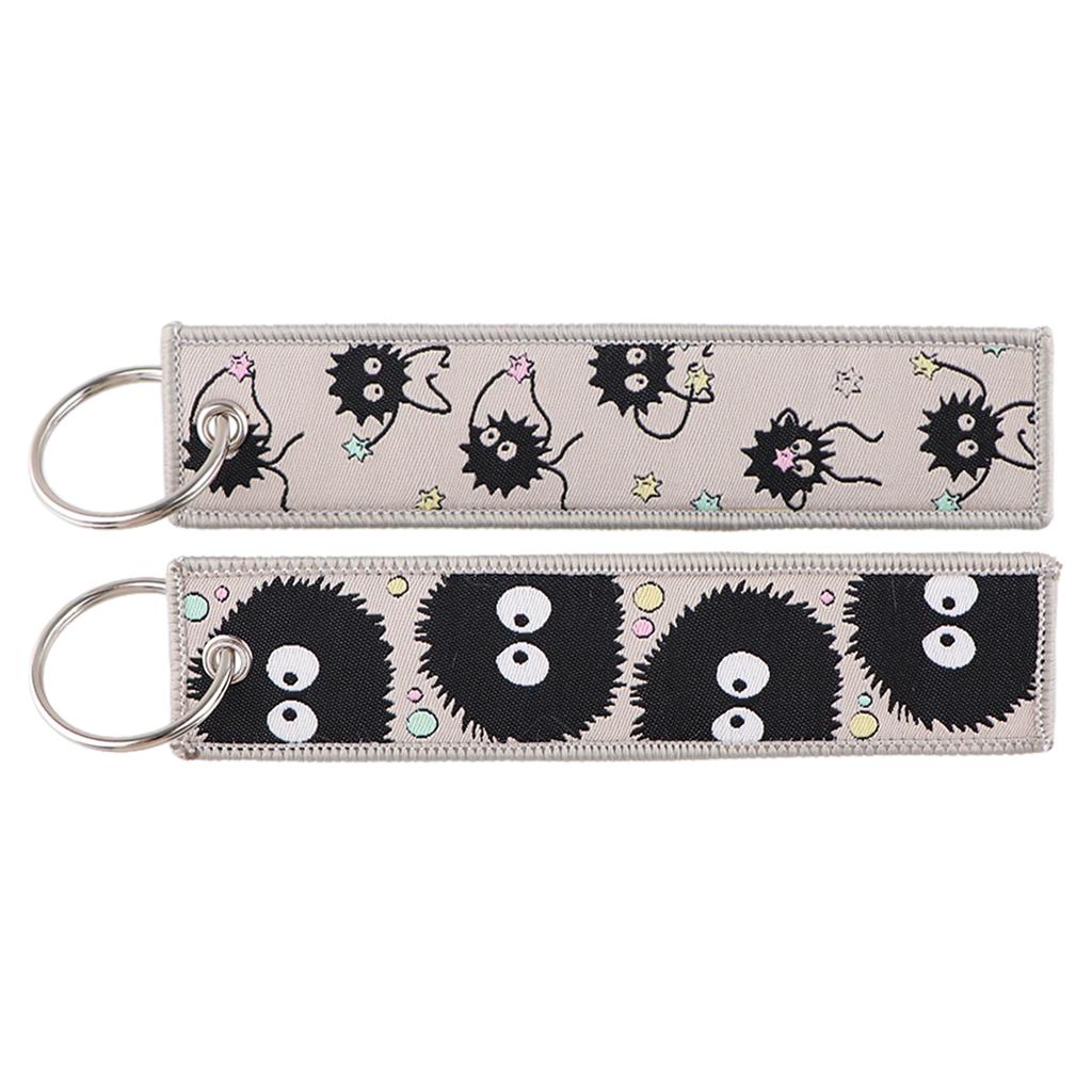 Anime Movie Embroidery Key Fobs White Dragon Key Tags Keychains for Motorcycles Cars Keyring Cosplay Accessories Fans Gifts