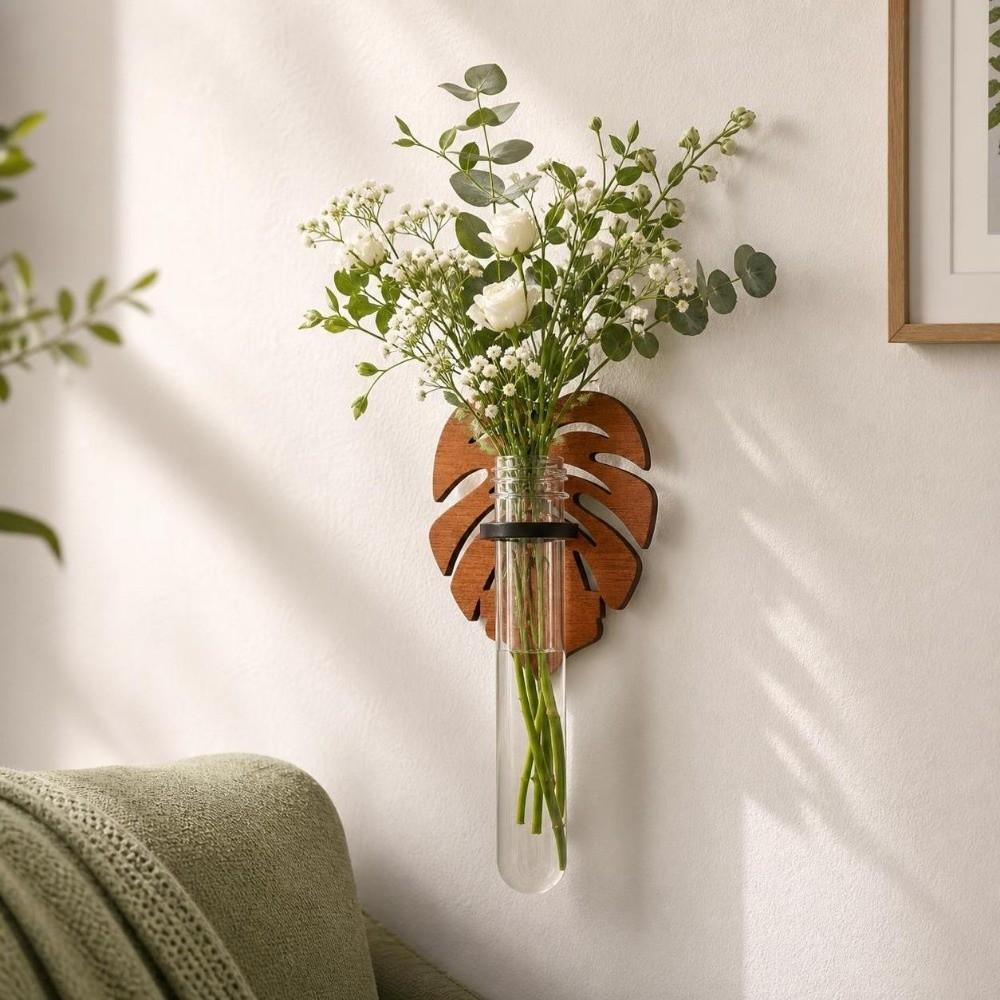 Wooden Hydroponic Planter Shelf Vase Wall Decoration Wall Shelf Wall Mounted Planter Home Decor