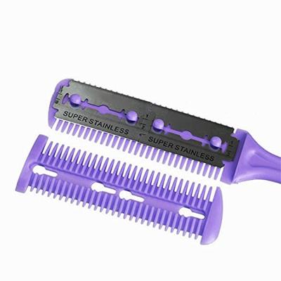Çift Taraflı Kesme İnce Saç Kesimi Bıçak Güzellik Salonu Ev Kuaförlük Saç Kesme Tarak Mor