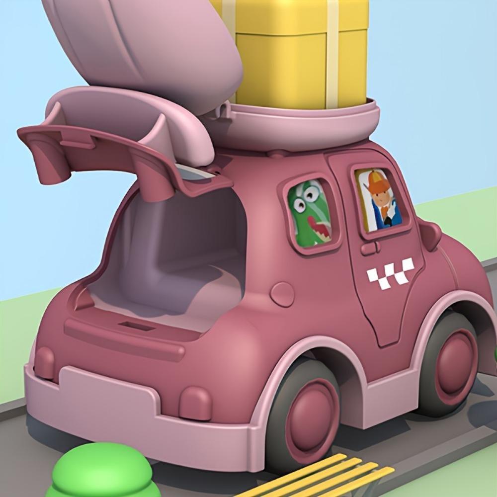 Dinosaur Pull-back Toy Car, Cartoon Gear Storage Scooter, Top Storage Box Toy Car, Anti-fall and Anti-collision Inertial Toy Car