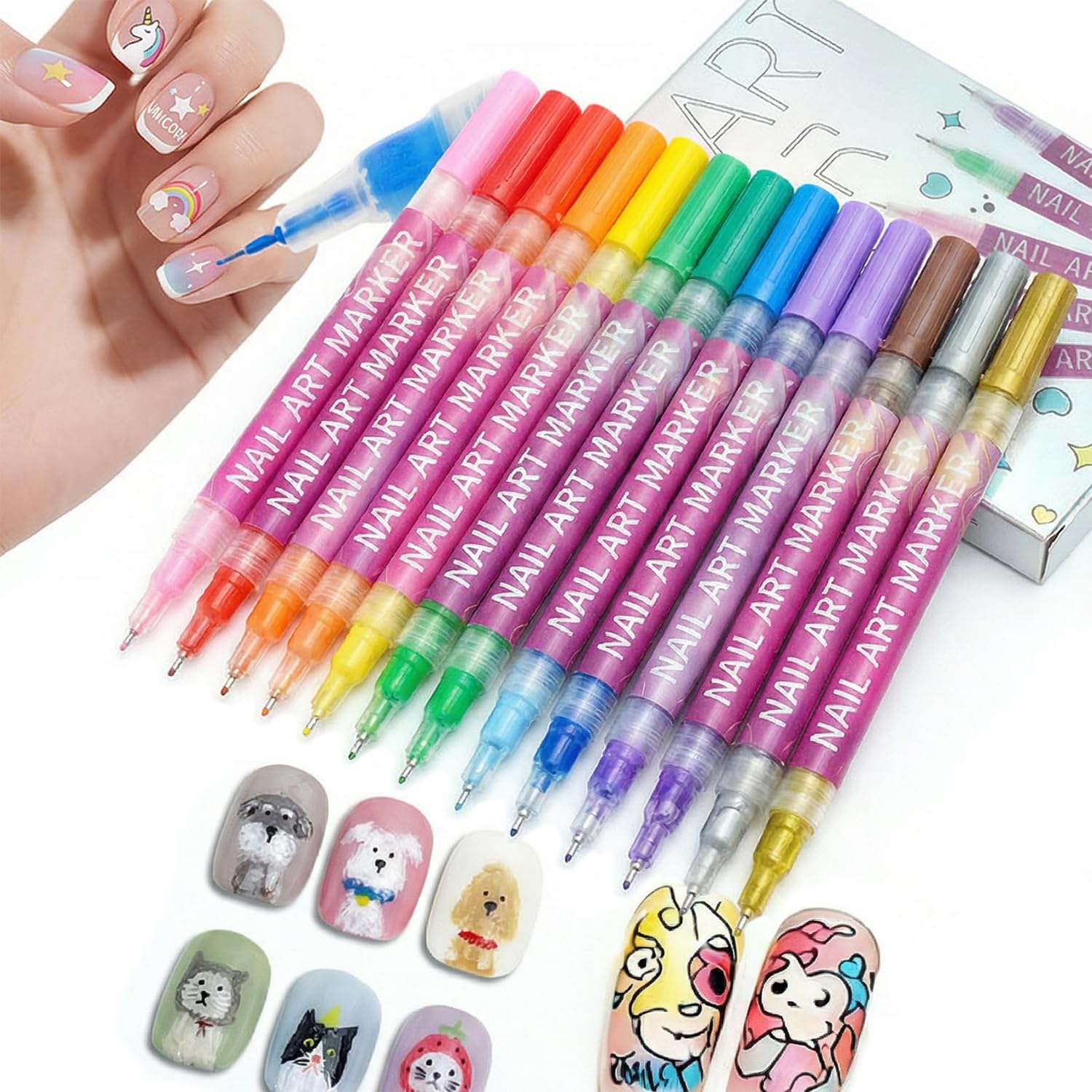 

Nail Pen Resin Dot Drawing Fast Excellent Color Nail Art Nail Tip Easy for Nail Painting Pen Set 12-Color Set, Pens, Tool, Drying, Payoff, Pens,