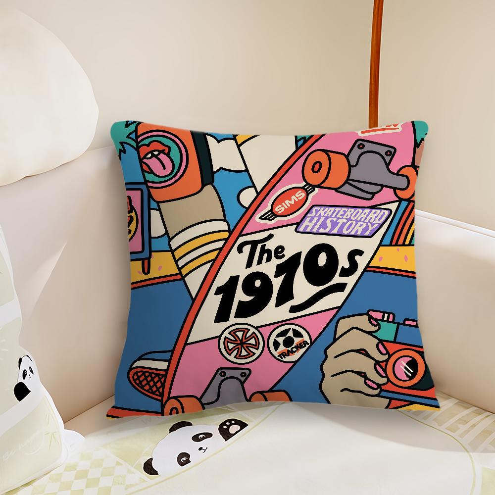 Cartoon Fun Retro Decorative Cushion Cover Plush Fabric Soft Double Sided Print Sofa Cushion Cover Throw Pillow Covers