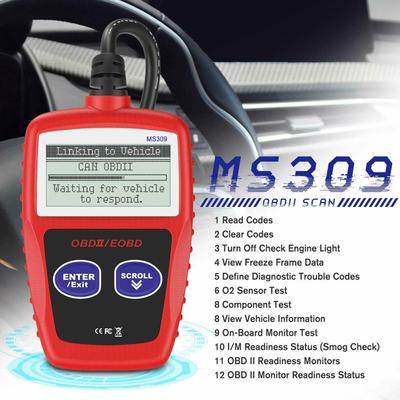 Skener OBD2 Ms309 Kontrola auta Chyba čtečky kódů motoru Skenovací přístroj OBDII Automatická diagnostika