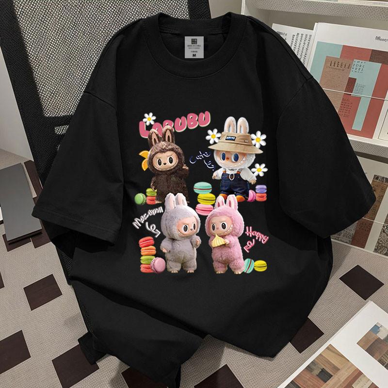 New LABUBU Printed Short Sleeved T-shirt Women's Round Neck Top Cute Casual Fashion Clothes