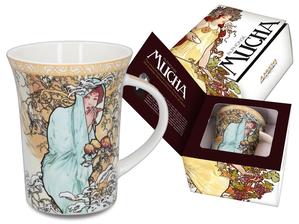 Tazza in Porcellana Alfons Mucha Inverno Le Quattro Stagioni Regalo Per Lei