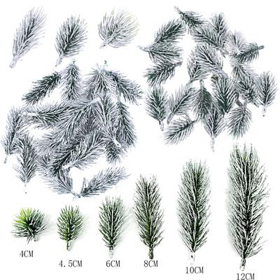 20Pcs Artificial White Flocking Plants Pine Branches Christmas Tree Decoration Festive Wedding DIY Bouquet Home Party Ornaments
