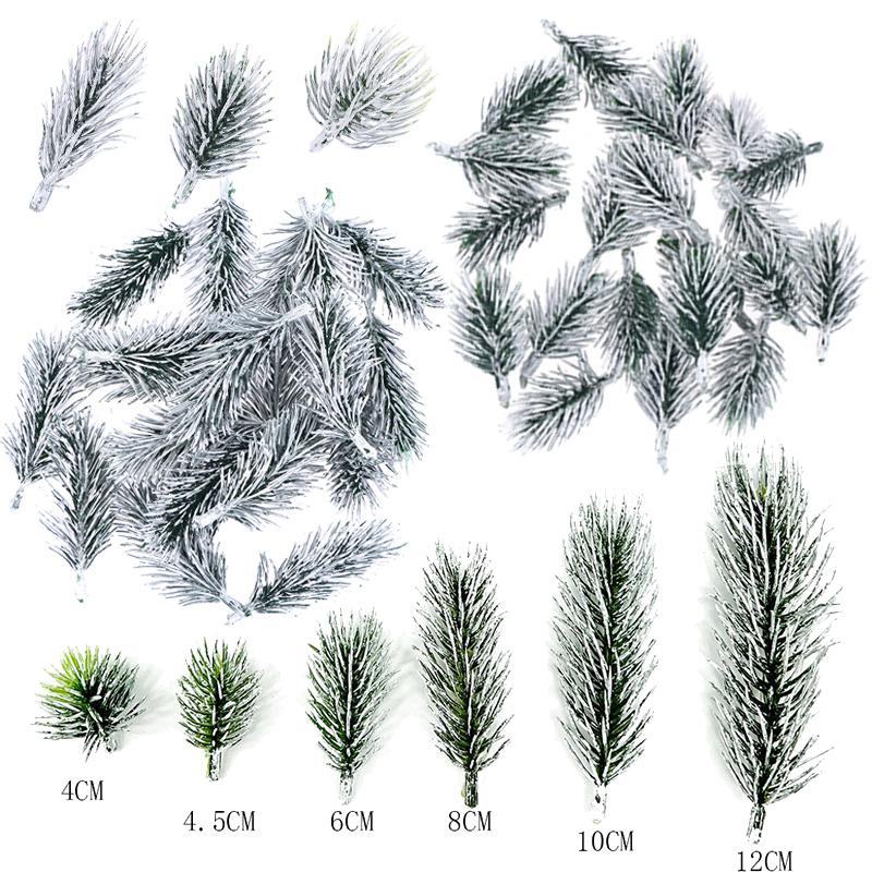 20Pcs Artificial White Flocking Plants Pine Branches Christmas Tree Decoration Festive Wedding DIY Bouquet Home Party Ornaments