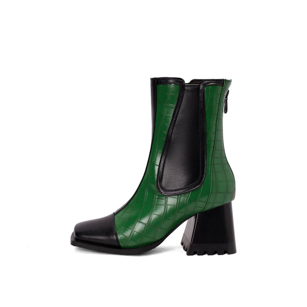 Krazing Pot Polyurethane Autumn Winter Shoes 47 Size 48 Chelsea Boots Stone Patterns Square Toe Slip On Keep Warm Ankle Boots