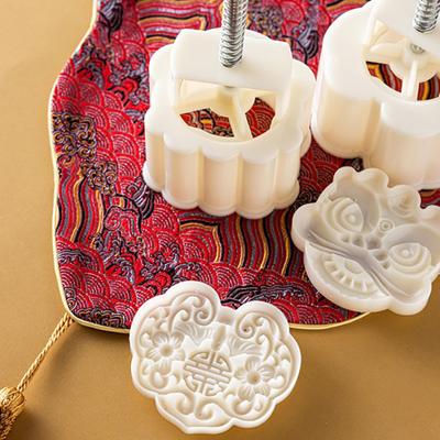 2Pcs 75G Cookie Stamp Chinese  Year Mooncake Mold Set Dragon Ru Yi Diy Hand Press Fondant Pastry Household Kitchen Tool Party