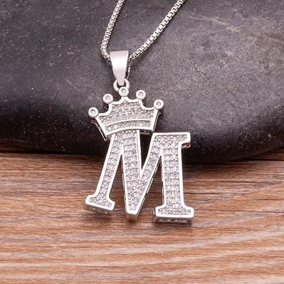 Nidin Luxury A-Z Crown Alphabet Pendant Chain Necklace Punk Style Lucky Initial Name Jewelry Fine Party Wedding Birthday Gift