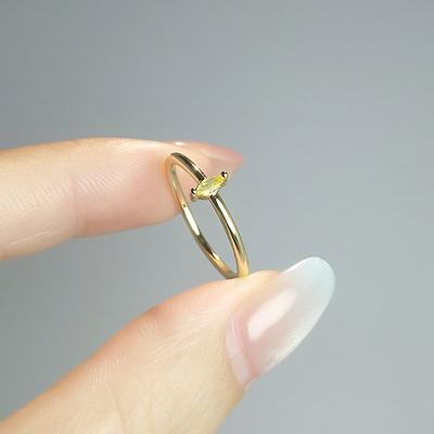 Delicate Horse'S Eye Rhombus Zircon Ring Women'S Gold-Plated Greenstone Yardage Plain Ring Tail Ring