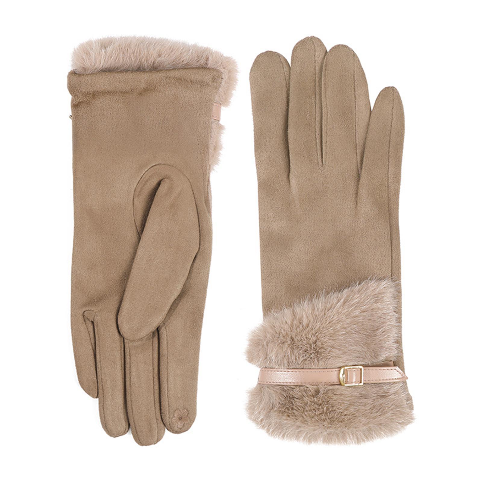 

Deer Skin Lamb Wool Warm Gloves For Men And Women Cycling Skiing Gloves With Thick Velvet Gloves One Size