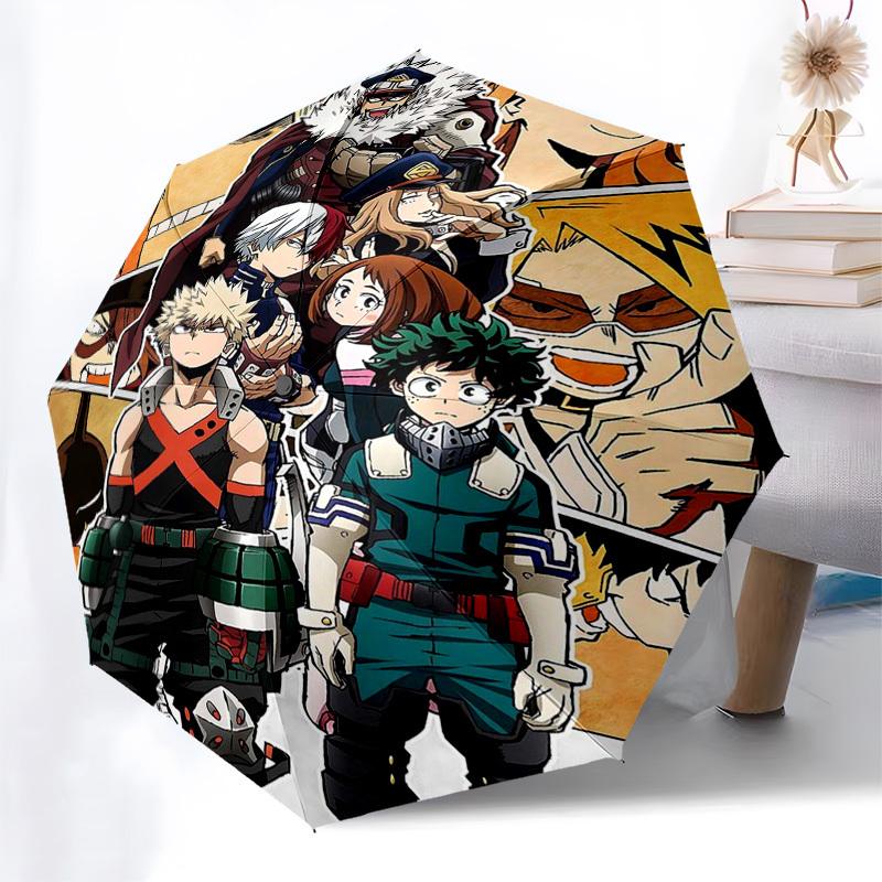 1pc My Hero Academia Characters Automatic Opening Folding Umbrella with 3-Fold Design, 8-Bone Iron Frame, Outdoor for Fans, Travelers, Daily Use, Gift