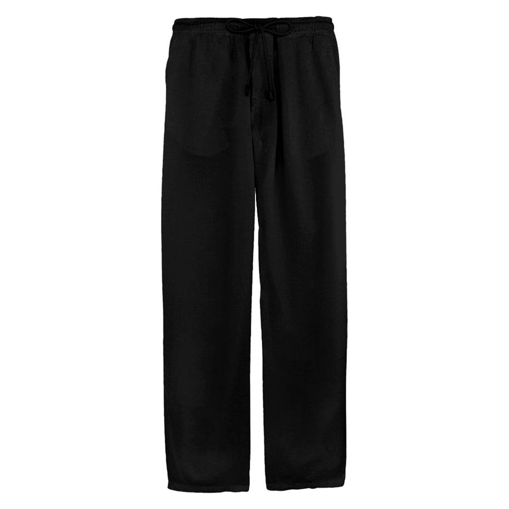 Men's Linen Loose Fitting Casual Lightweight Elastic Waist Straight Leg Trousers