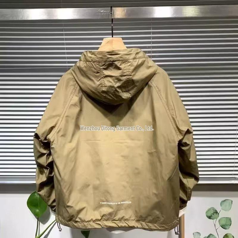 Men's Trendy Hooded Windbreaker Pullover with Large Pocket for Casual Spring Workwear