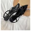 Vintage Nische Kreuzriemen Römische Sandalen Damen Zehenfrei Spitz Keilabsätze