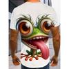 Men's Funny Frog 3D Printed T-Shirt Casual Short Sleeve Crewneck Top Cute Big Eyes Crazy Green Frog Graphic Tee Trendy Summer Streetwear Clothing