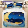 Black Cat Pattern Bedding Quilt Set Quilt Cover Pillowcase Home Decoration Birthday Gift (1 * duvet cover + 2 * pillowcase, without core)