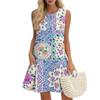 Women's Casual Fashion Breathable Round Neck Vest Floral Holiday Dress With Pockets