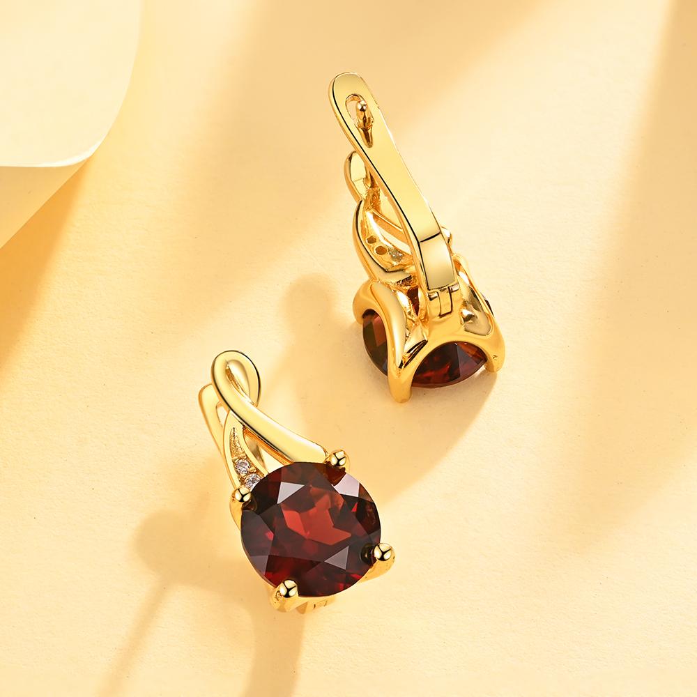 2023 neue natürliche rote Granat Edelstein Verschluss Ohrring 925 Sterling Silber edlen Schmuck für Frauen Mama Frau schönes Geschenk