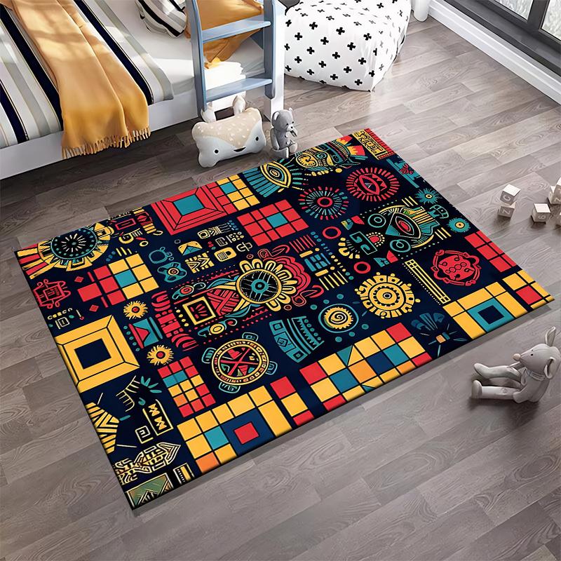 Colorful Bohemian Abstract Geometric Pattern Carpet for Home Decor Suitable for Use As an Anti-slip for Living Room Bedroom Sofas