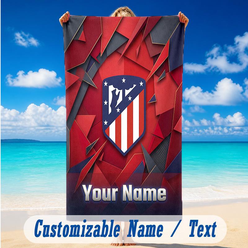 Beach Towel Custom Name Text, Quick Dry Large Towel For Beach HomeAtletico Madrid