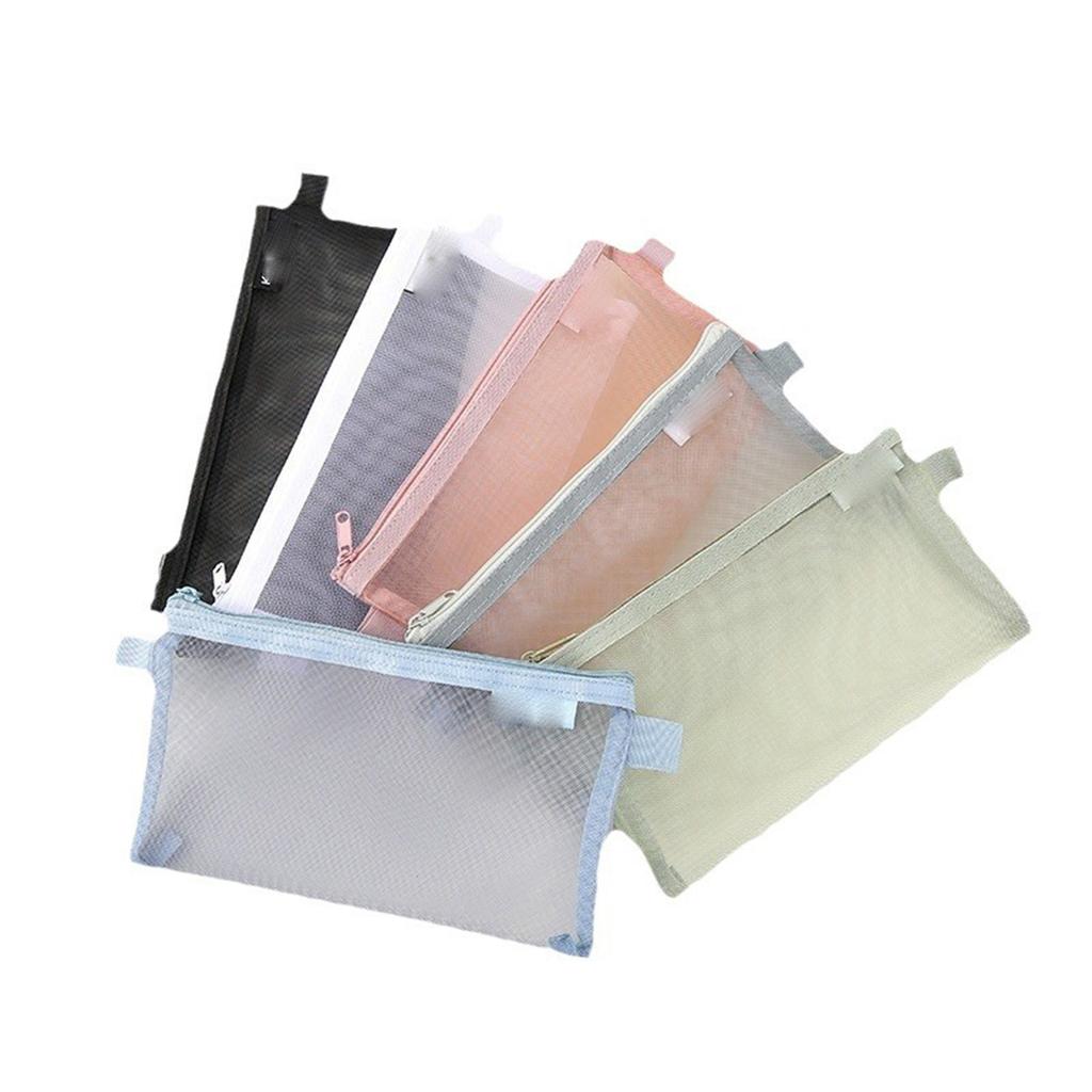 Transparent Mesh Storage Bag Cosmetic Makeup Organizer Travel Toiletry Bag 20.5*12cm 20*6cm Lipstick Storage Pouch Pencil Case