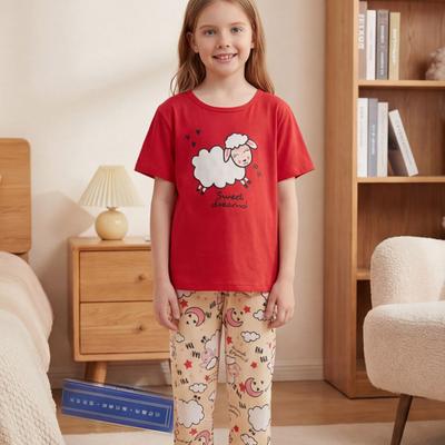 Set Pijamale Fete Copii Mari Vară Mânecă Scurtă Desene Animate Animale Drăguțe Set Două Piese