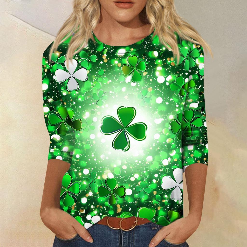 Dámský módní ležérní svetr s kulatým výstřihem a tříčtvrtečním rukávem s potiskem Saint Pao