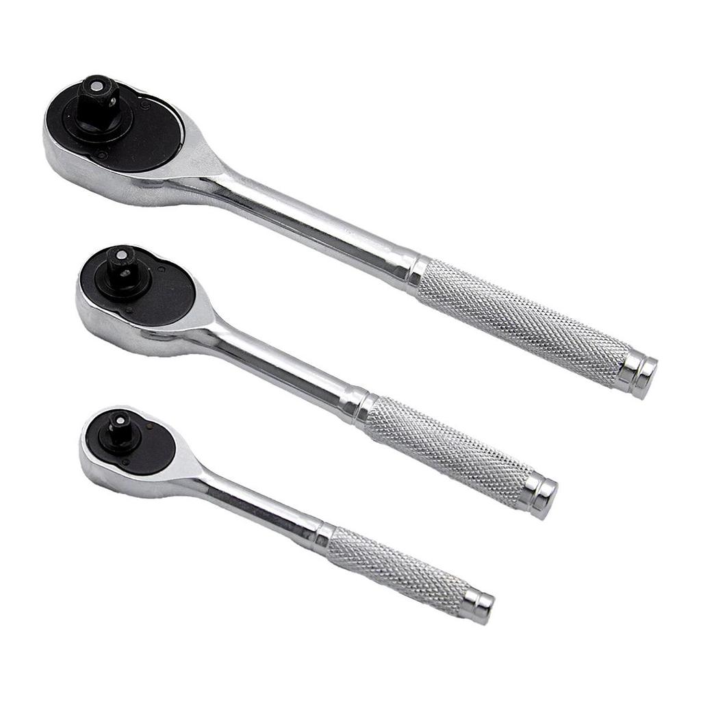 Dreiteiliges Knarrenschlüssel-Set: 1/2" Groß, 3/8" Mittel, 1/4" Schnellwechsel-Schraubenschlüssel für die Autoreparatur