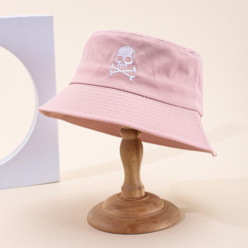 New embroidered fruit bucket hat female export double-sided can wear sunshade basin hat spot