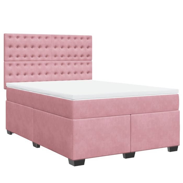 VidaXL Sommier à lattes de lit avec matelas Rose 160x200 cm Velours 3290971