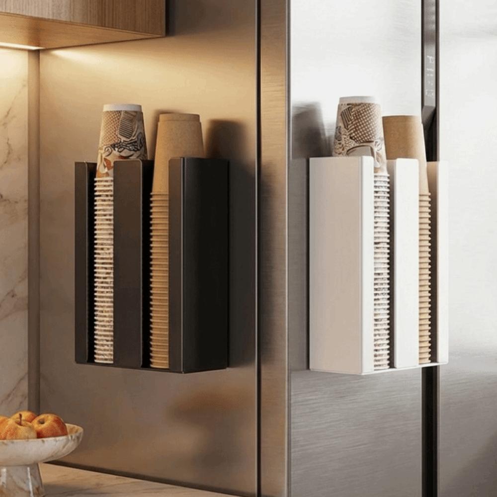 Wall Mounted Magnetic Disposable Cup Holder Large Capacity Paper Cup Organizer  Refrigerator