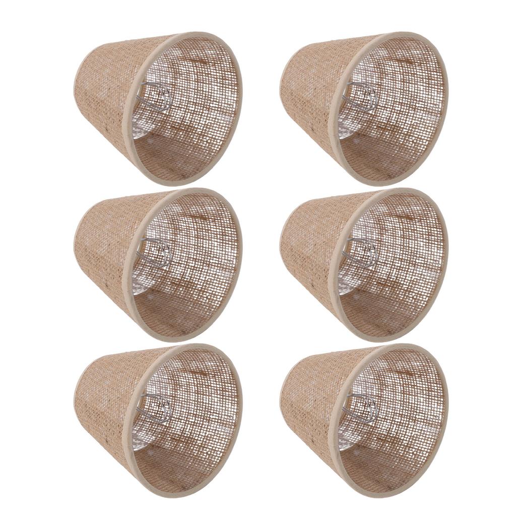 6pcs Chandelier Lamp Shades Set Elegant E14 Natural Jute Rope Clip On Bulb Lampshades for Chandelier