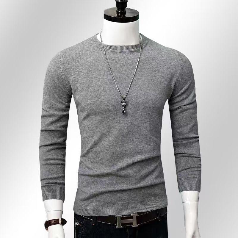 

Men s Solid Color Mid-Neck Knit Sweater - Korean Style Autumn/Winter 4XL for 180-200 Jin