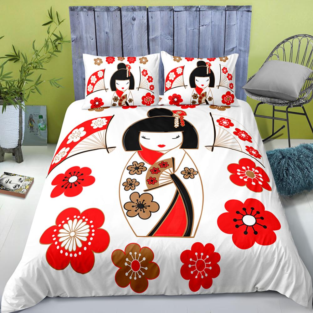 Maneki Duvet Cover Set,Japanese Lucky Cat Duvet Cover Neko Gold Coin Japanese Style Cute Bedding Set Cat Comforter Cover 2/3pcs