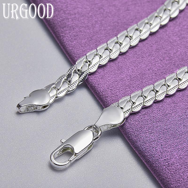 925 Sterling Silver 18cm/19cm/20cm 6mm Side Chain Bracelet