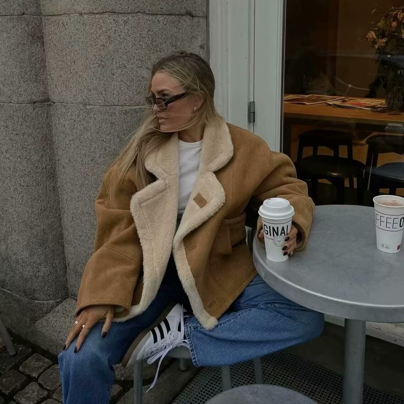 Women Coat Autumn and Winter New Women's Fashion Loose and Warm Retro Lamb Wool Coat