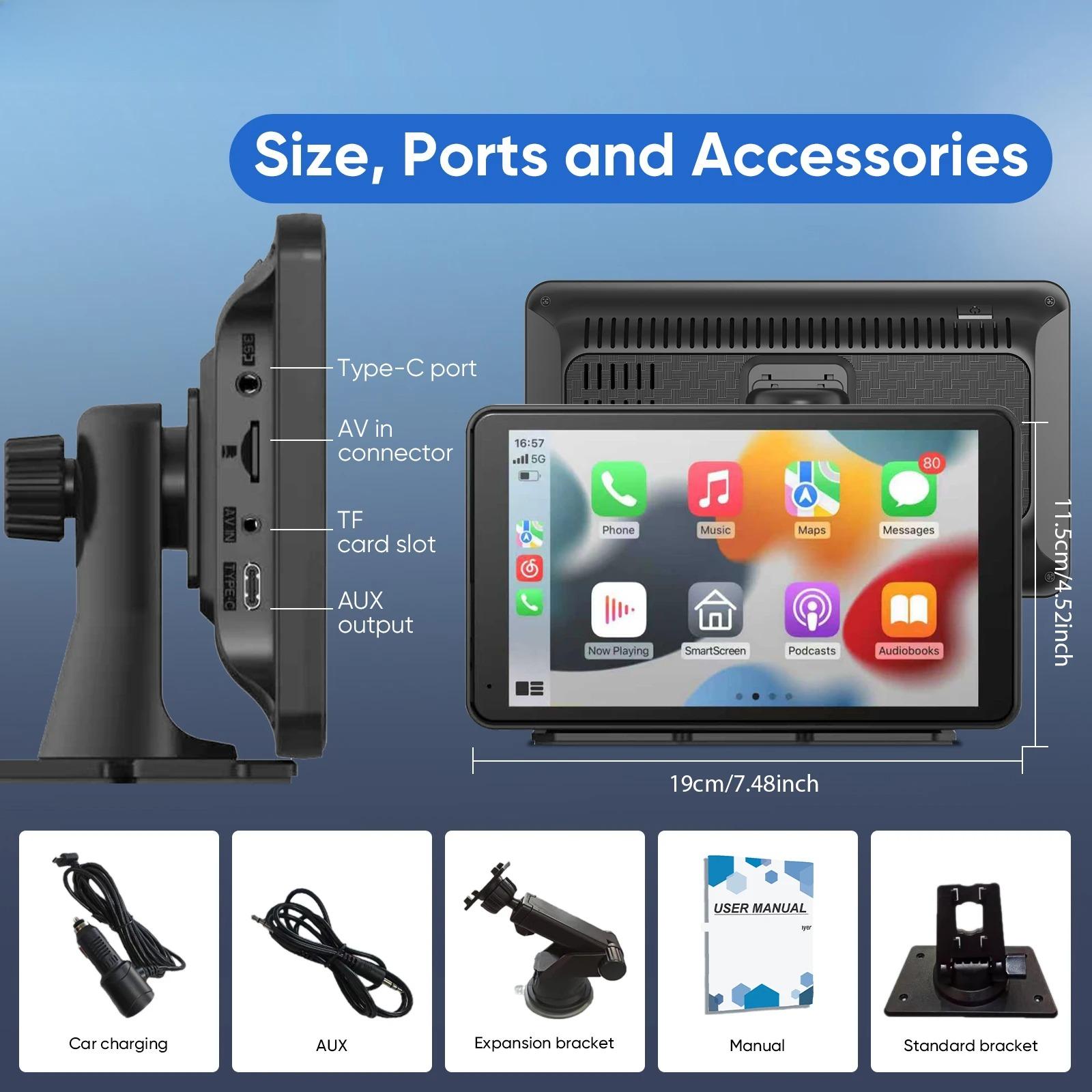 

2026 Universal 7Inch Car Stereo Multimedia Player HD IPS Screen Wireless CarPlay Android Auto Rearview Camera